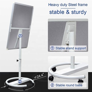 Altura ajustável flip chart cavalete whiteboard stand retrátil whiteboard com rodas para escritório/sala de reunião - Product Image 4