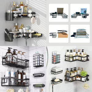 Étagère d'angle murale moderne pour salle de bain à 5/6 niveaux, panier de douche avec crochets, boîte de rangement grande capacité pour l'organisation domestique - Product Image 6