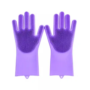 Promotion fancy non-stick dishwashing cleaning scrubber silicone dish washing gloves for couples