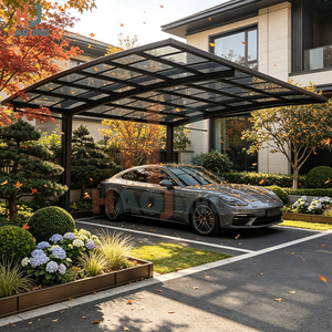 Auvent de voiture robuste en aluminium renforcé, enduit de poudre, imperméable, avec structure stable au vent, pour plusieurs véhicules, zones de stationnement extérieures - Product Image 5