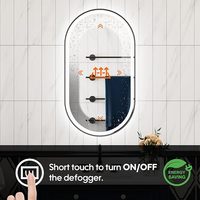 Miroir de salle de bain ovale sans cadre intelligent à LED avec écran tactile rétroéclairé sur mesure, 3000k 4000k 6000k, projet de villa et d'hôtel