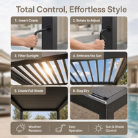 Abri bioclimatique en aluminium avec toit à lamelles télécommandées, pergola moderne pour hôtel, jardin, cour