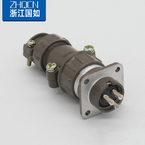 P20K3Q P20J3A 3 Pin Straight Mount Connector Female Socket Gray Black Bakelite Shell Copper Contact - Product Image 2