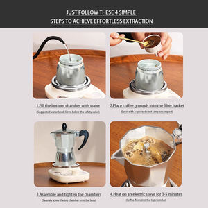 Cafeteira Italiana Moka Prata Grande 150ml/300ml Capacidade 10*15cm/15*20cm Ecológica de Metal Portátil Durável - Product Image 6