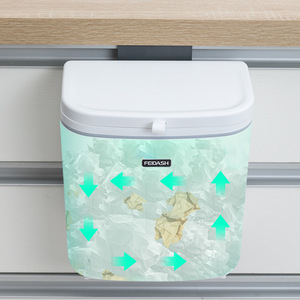 Poubelle murale rectangulaire avec couvercle pour cuisine et salle de bain, blanc et vert - Product Image 4