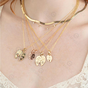 Gemnel 925 Silver 18K Gold Plated <strong>Best</strong> Friends Heart Pendant Set <strong>Necklace</strong> Women - Product Image 3
