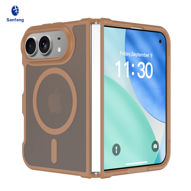 Translucent Matte Brown PC TPU Hybrid Cover for iPhone Duo Soft Touch Shockproof Magnetic Mobile Phone Case Bulk Wholesale