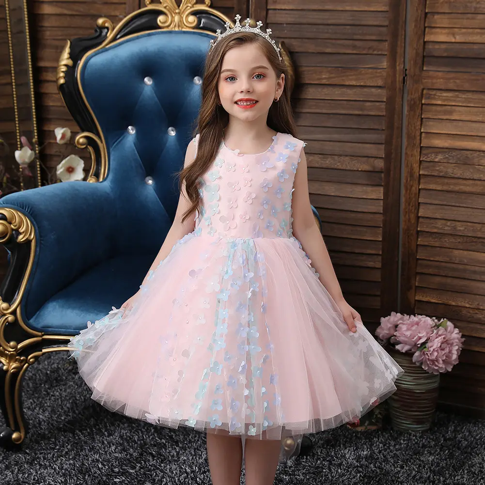 Girls Lace Bridesmaid Dress Shirt Wedding Pageant Dresses Tulle Party