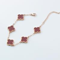 Pulsera de Trébol de Cuatro Hojas con Flor Clásica para Mujer, Chapada en Oro de 18K, Cadena Cubana de Acero Inoxidable, Resistente al Agua, ¡Gran Venta!