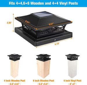 Năng lượng mặt trời bài cap đèn 2-chế độ 4x4 bài năng lượng mặt trời đèn tự động trên off ngoài trời không thấm nước vườn Patio trang trí hàng rào Bài Mũ - Product Image 5