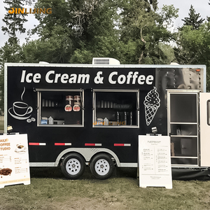Jinlijing Đen 14ft foodtruck nhượng Bộ phục vụ Trailer van tráng miệng Kem giỏ hàng cà phê di động xe tải thực phẩm với nhà bếp đầy đủ - Product Image 1