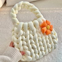 Sac en laine tricoté à la main pour femmes bricolage matériau épais en laine islandaise fermeture ouverte sac au Crochet