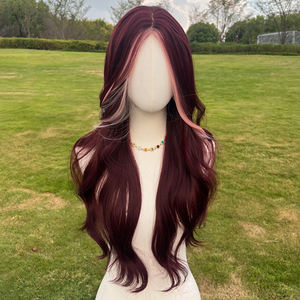 2025 Лидер продаж, популярные модные парики, европейские и американские винно-красные окрашенные кудряющие парики, производитель SM6967 - Product Image 1