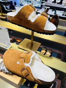 Hiver Intérieur Extérieur Bostons Warm Plush Lined Brand Slip-on Closed-toe Shoes Birkenstocks Slippers Faux Fur Lining Cork Clogs - Product Image 5