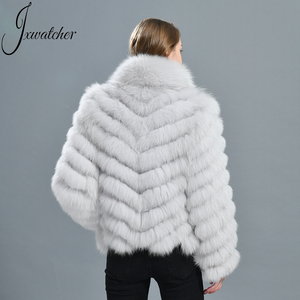 2024 invierno chaqueta de piel de zorro Real cárdigan <span class=keywords><strong>Puff</strong></span> manga larga suave forro 100% de seda ropa Reversible abrigo de piel Natural para mujeres - Product Image 3