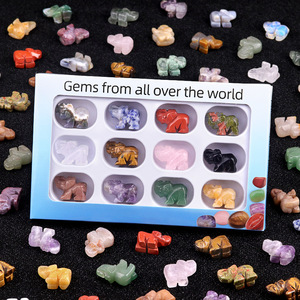Wholesale 12 Color Boxes 1 Inch Carved Engraved Crystal Agate Elephant Animal Eco-friendly Figurine Ornaments Crafts - Product Image 4