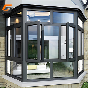 หน้าต่างและประตูอลูมิเนียมที่ทันสมัยหน้าต่างบ้านหน้าต่างอลูมิเนียมเคลือบสองชั้นสีดำ - Product Image 1