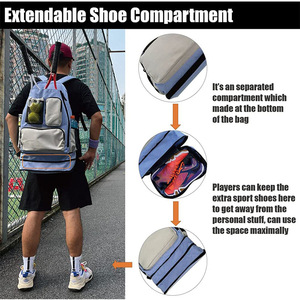 Factory Custom Tennis Rackets and <b>Shoes</b> Tennis Bags With Racquet <b>Holder</b> Large Sports Tennis Backpack - Product Image 4