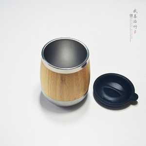 Bamboo Coffee Mug Stainless Steel Inner Insulated Portable For Lovers Gift - Product Image 4
