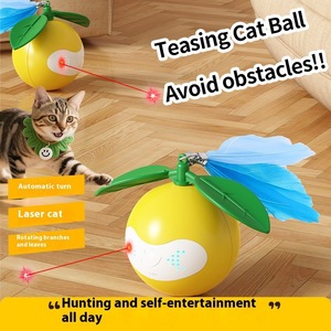 İnteraktif Limon Şeklinde Kedi Oyuncağı Akıllı Otomatik Dönen Tüylü ve Sesli Top, Can Sıkıntısı ve Anksiyete Giderici Evcil Hayvan Oyuncağı - Product Image 5