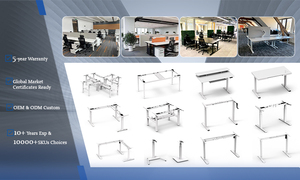 Bureau de travail électrique réglable en hauteur à une seule jambe avec cadre blanc <span class=keywords><strong>E1</strong></span>, table basse ronde moderne avec plateau rond - Product Image 6
