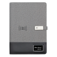 Cadeau d'affaires 8000mah Power Bank Notebook lumière LED Logo Smart Wireless Charging Journal for School Use Hardcover Spiral Style