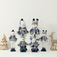 Décorations de Noël, broderie bleue et blanche de style méditerranéen, chapeau de Noël, figurine, ornements, pas d'assemblage, jouet de Noël