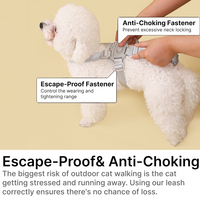 Set Harnesses dan Tali Anjing Kucing Anti-Tersedak Moonking, Anti-Lepas, Buka Satu Klik, Mudah Digunakan, Ukuran Sedang