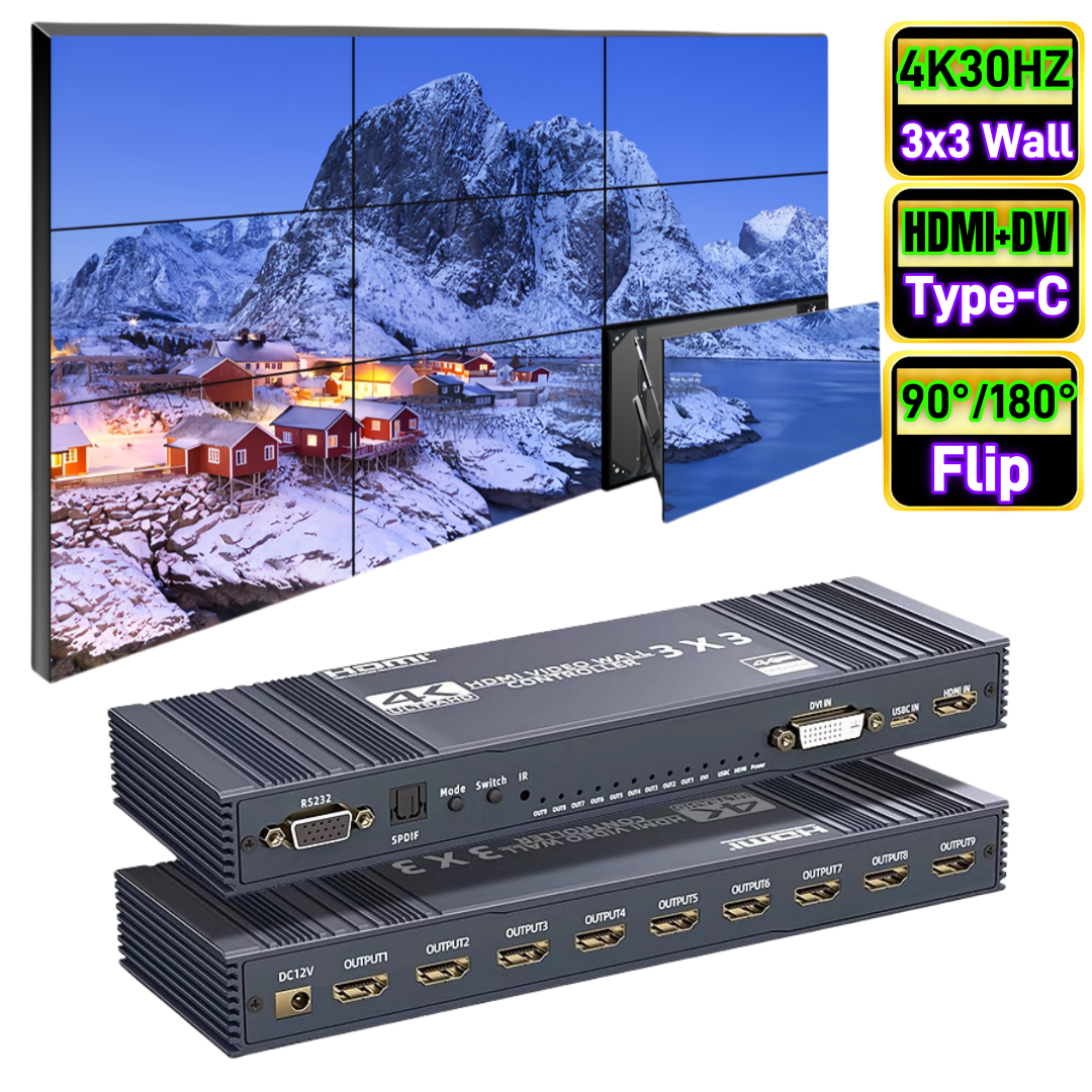 3x3 9 screen-JP6-3 Black