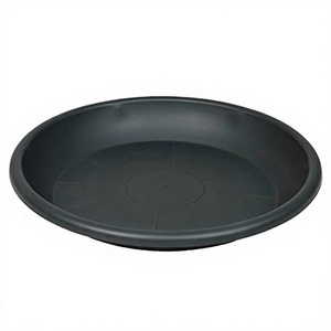 Plateau rond en plastique PP épais et durable, empilable, design emboîtable, noir et blanc, pour base de pot de fleurs succulentes, diamètre 28 cm - Product Image 3