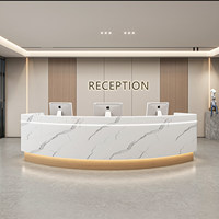 Bureau de réception minimaliste en MDF courbé avec tiroir pour salon de beauté, hall d'hôtel, usage professionnel