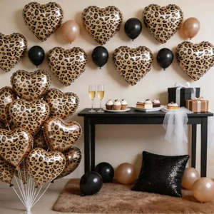Ballons à motifs animaux, ballons mats en forme d'étoile et de cœur, ballons en feuille d'aluminium à imprimé léopard, ballons à nœuds pour la décoration de fête d'anniversaire - Product Image 3
