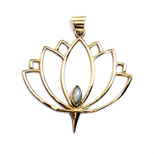 Vente en gros de bijoux en laiton plaqué or de style bohème pour femmes, pendentifs en pierre précieuse turquoise de forme ronde avec serti clos, cadeau - Product Image 2