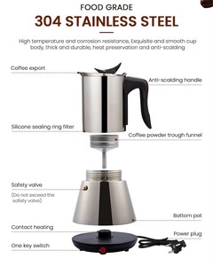 <span class=keywords><strong>Cafetière</strong></span> électrique expresso Moka Pot 6 tasses, <span class=keywords><strong>percolateur</strong></span>, <span class=keywords><strong>cafetière</strong></span> électrique en acier inoxydable, <span class=keywords><strong>cafetière</strong></span> classique - Product Image 3