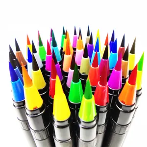 美术用品24色Fineliner笔尖，用于画笔标记，水彩笔双笔尖标记笔套装