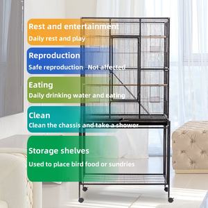 खुली छत हस्तनिर्मित तार लोहे के तोते <span class=keywords><strong>2</strong></span> स्टैक्स पैरो पिंजरे पक्षी वाहक पालतू पिंजरे उत्पाद - Product Image 6