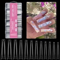 240 pièces/boîte Faux ongles ballerine super longs à presser, couvrance totale, capsules en gel souple, capsules américaines XXL pour nail art