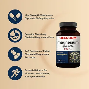 480カプセルアルギン酸マグネシウム500mg最大吸収のために100% キレート化心臓の健康のための生物学的に利用可能なミネラルサプリメント