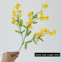 Fleurs artificielles en soie gaufrée à tige unique, motif « Ne t'oubliez pas », à trois branches, pour décoration intérieure et accessoires de photographie de mariage