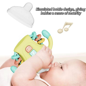 Jinming Musique éducative Anneau de dentition apaisant et hochet Bouteille de lait Nouveau-né Biberon Puzzle Jouets sensoriels - Product Image 3