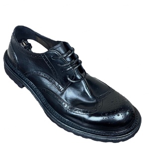 Zapatos de vestir formales para hombre, estilo retro lavado, con broche de brocado en relieve, de cuero genuino, suela gruesa, con cordones, que aumentan la altura - Product Image 3