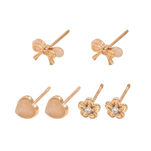 Sweet Fresh Korean Style Heart <b>Bow</b> Stud Earrings Set For Women <b>Gift</b> Fashion Jewelry EH4884 - Product Image 5