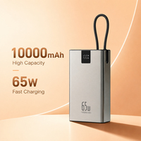 Batterie externe magnétique 20000mAh, charge rapide 65W, chargeur portable avec câble intégré, écran numérique, boîtier en alliage pour ordinateur portable