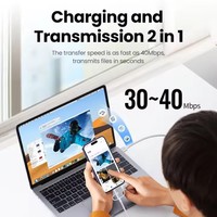 Câble USB de charge rapide UGREEN 3-en-1 avec connecteurs Type-C, Micro USB et Lightning, certifié MFi, en nylon tressé pour iPhone 17, 16, 15, 14 Pro Max