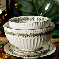 Collection de cadeaux de Noël, décoration personnalisée de style européen, vaisselle en porcelaine de Noël, assiette en céramique, bol, ensembles de vaisselle