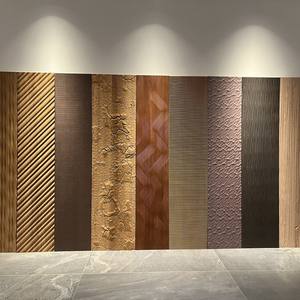 实心杨木纹理板3D雕刻简约家居装饰酒店门墙板高端木质贴面板 - Product Image 1