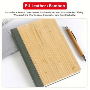 Ensemble de carnet de notes et stylo 2 en 1 haut de gamme personnalisé, couverture en bambou, coffret cadeau, carnets de notes pour réunions, vente en gros - Product Image 6