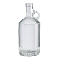 Emballage en verre personnalisé, bouteille de whisky de 500 ml, bouteille de vin en verre de 750 ml, bouteille de vin blanc vide de 1000 ml avec poignée et bouchon.