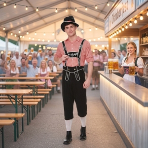 Kit Costume Traditionnel Bavarois ODM en Gros pour Homme : Chemise, Lederhosen, Chapeau – Idéal pour Fête de la Bière, <span class=keywords><strong>Film</strong></span> ou Émission TV - Product Image 3