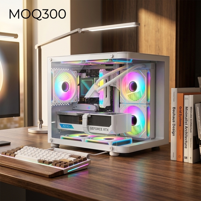 Factory Direct MATX  PC Case Curved Acrylic Front Panel Full View Mid Tower Supports 240mm Liquid Cooler Budget-Friendly